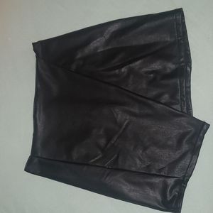 Black pleather zip up mini skirt